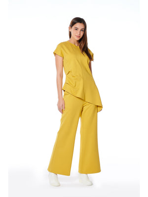 Asymmetric Cut Ruched-Side Top