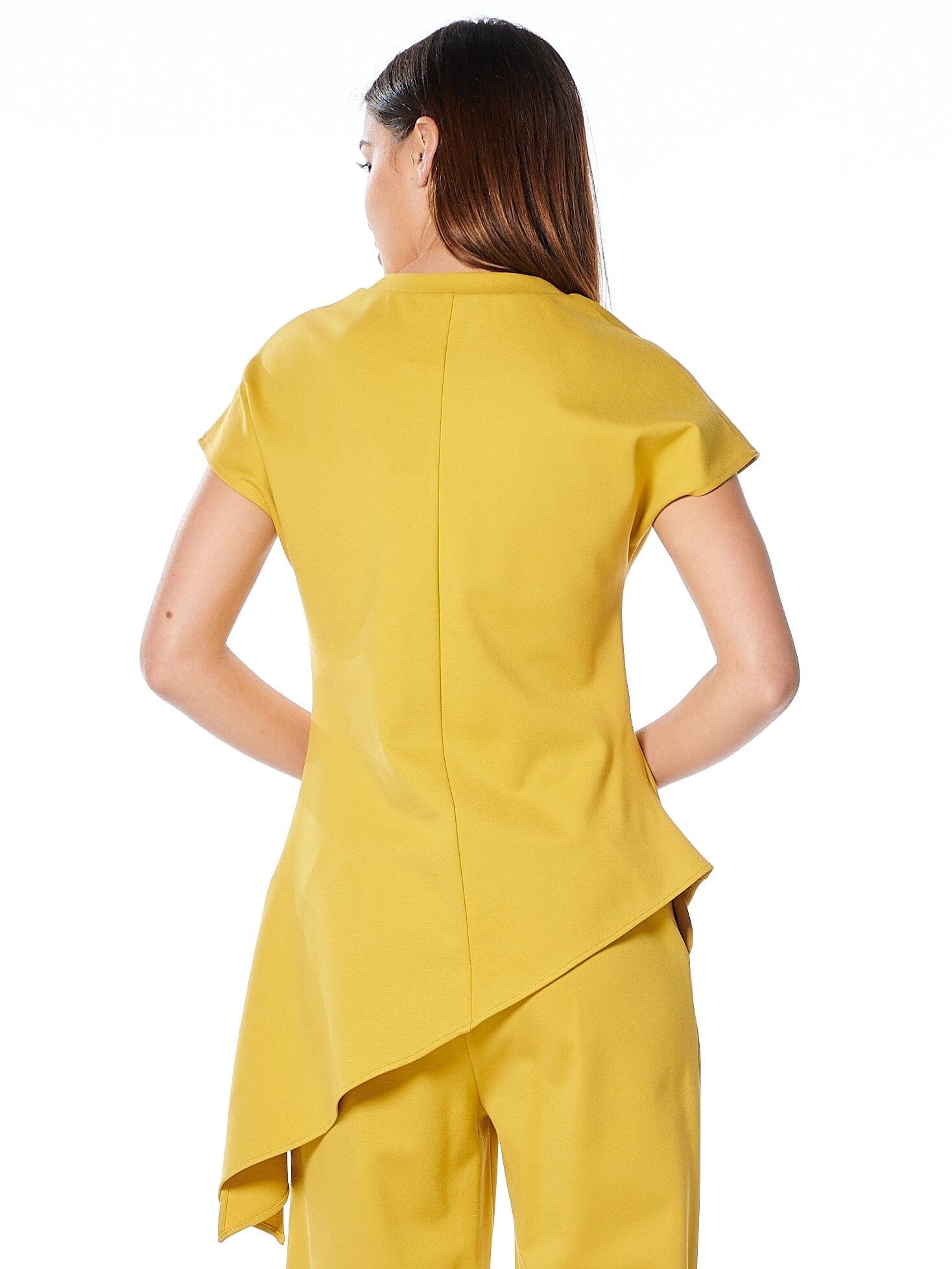 Asymmetric Cut Ruched-Side Top