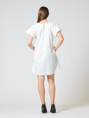 Big Bow Detailed Cap Sleeve Solid Dress