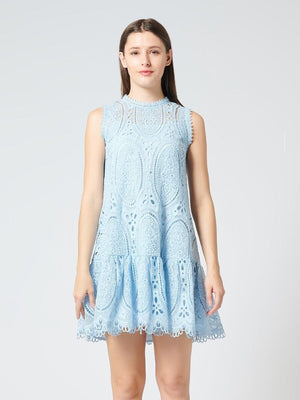 Sleeveless Solid Lace Dress