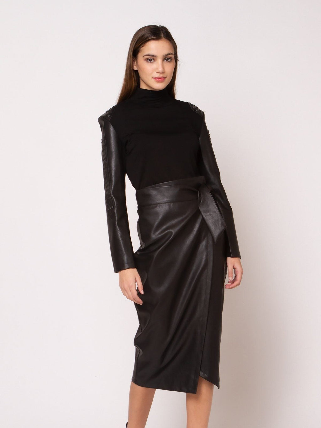Gracia Leather Wrap Skirt