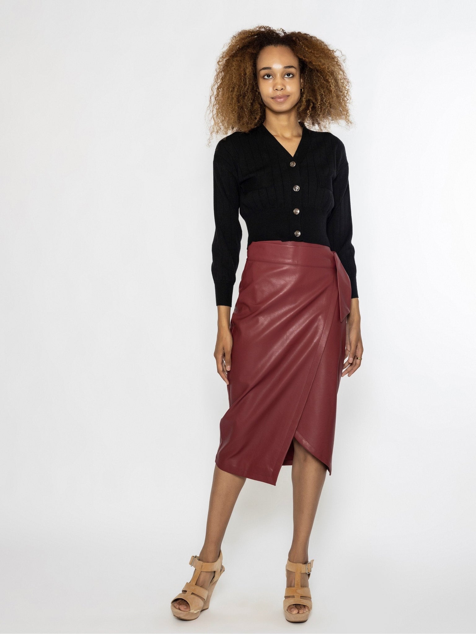 Gracia pleated leather clearance skirt