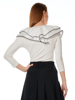 Gracia Ruffle Decoration on the neck Long Sleeves Top